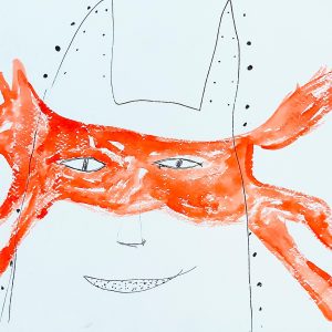 Imp In A Fox Mask, 9 x 11”(2024)