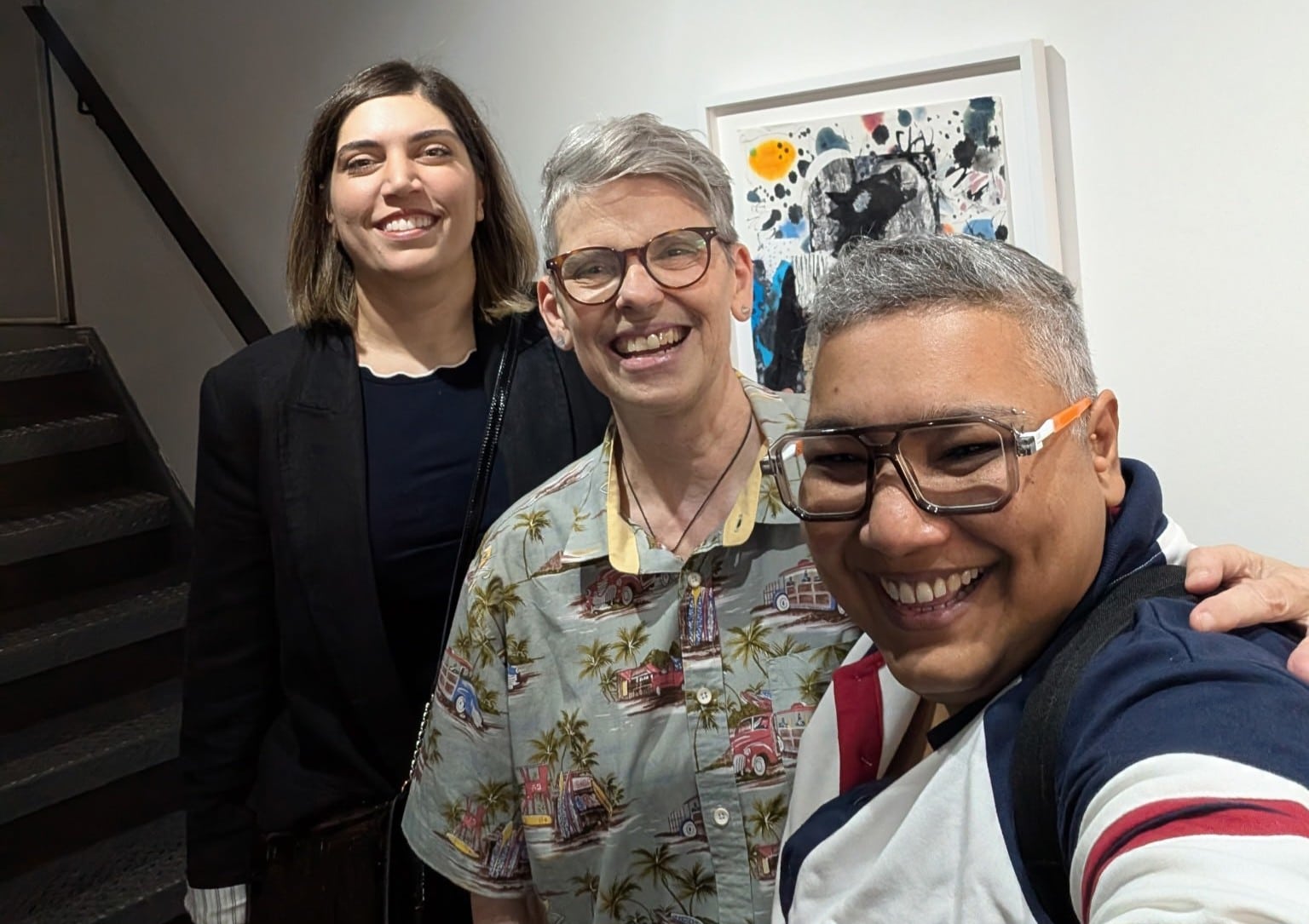 Sarah with Bali and Shari, at Art Opening, Green Hours, Akasha Art Gallery, 2026